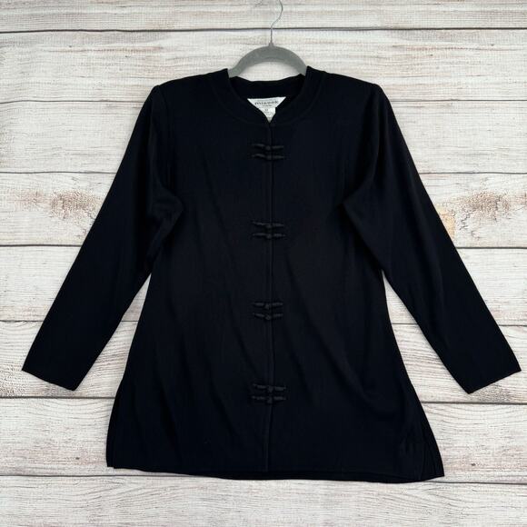 Exclusively Misook Asian Toggle Clasp Tunic Women's Size XS Petite Black‎ - Picture 1 of 11